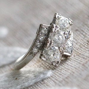 Stunning diamond bypass ring in 14k white gold