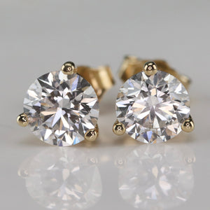 Lab grown 1.80ctw F/VS Diamond studs in 14k yellow gold