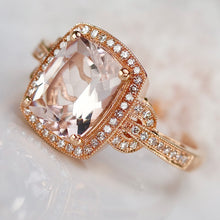 Load image into Gallery viewer, SPECIAL: Morganite and diamond ring in 14k rose gold by Effy