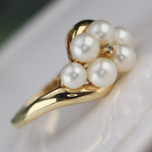 Load image into Gallery viewer, Vintage pearl and diamond ring in yellow gold