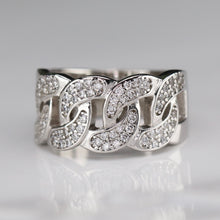 Load image into Gallery viewer, Sterling silver CZ studded chain style ring