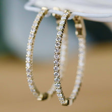 Load image into Gallery viewer, 0.955ctw Lab Grown diamond oval hoops in 14k yellow gold