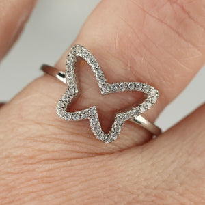 Sterling silver CZ butterfly ring