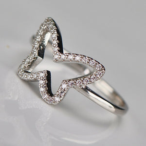 Sterling silver CZ butterfly ring