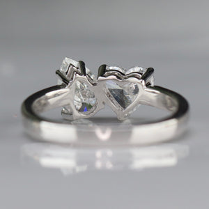 2ctw lab grown toi et moi 2 stone diamond ring in 14k white gold