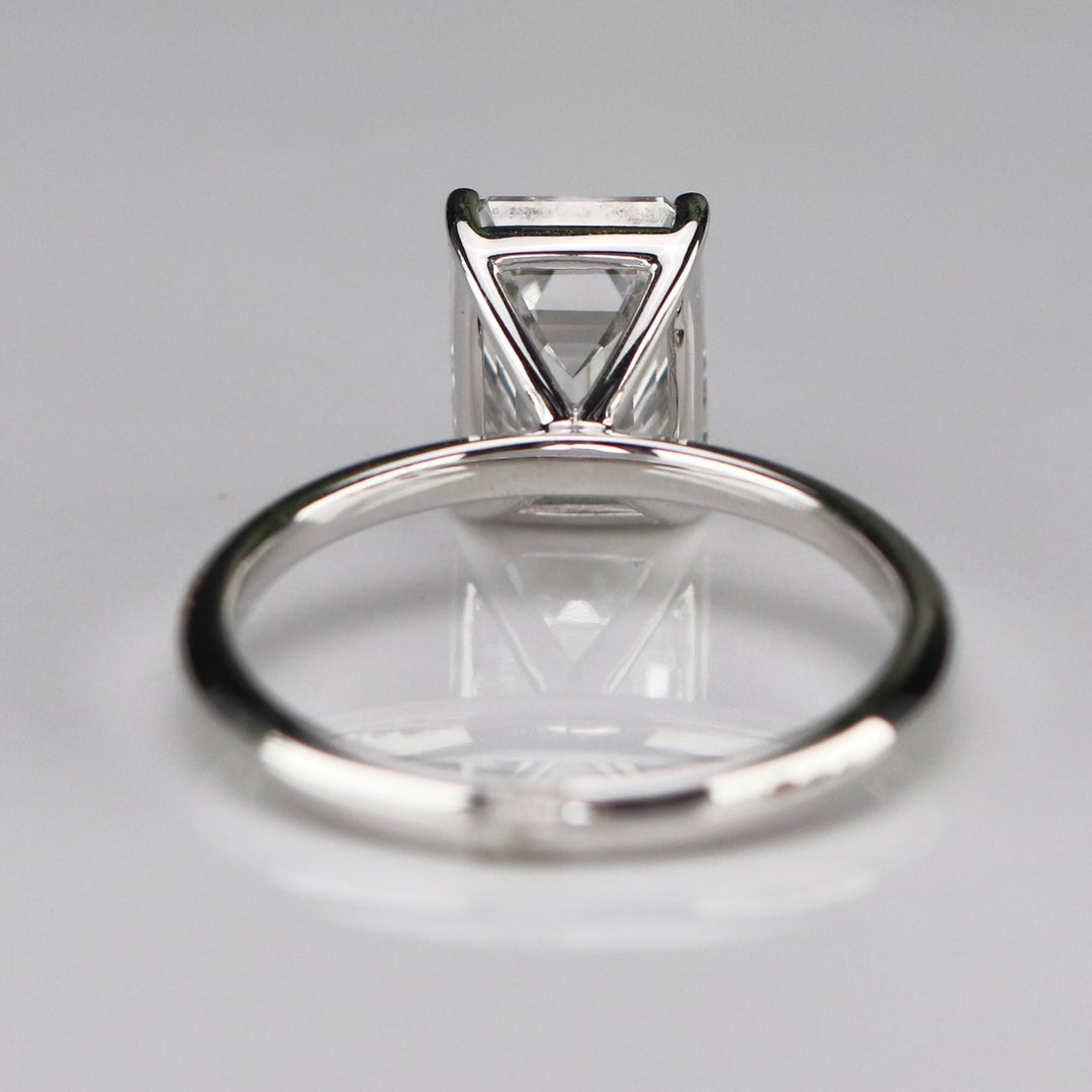 SPECIAL: 3ct emerald cut lab grown solitaire diamond ring in 14k white gold