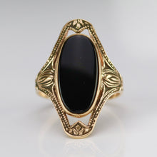 Load image into Gallery viewer, Classic onyx ring in a framed setting of yellow gold