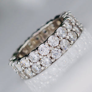 Sterling silver double row CZ eternity band