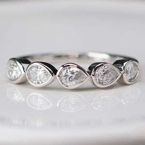 Lab grown 5 stone diamond band ring in 14k white gold