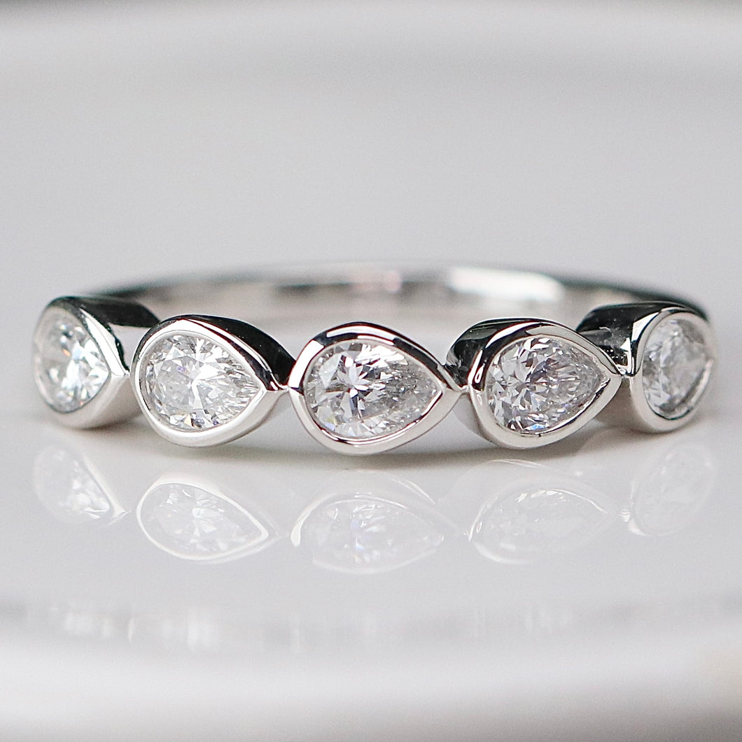 Lab grown 5 stone diamond band ring in 14k white gold