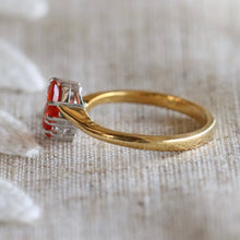 Load image into Gallery viewer, Estate fire opal and diamond ring in 18k yellow gold