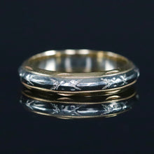 Load image into Gallery viewer, Vintage band ring in 14k yellow and white gold from Manor Jewels