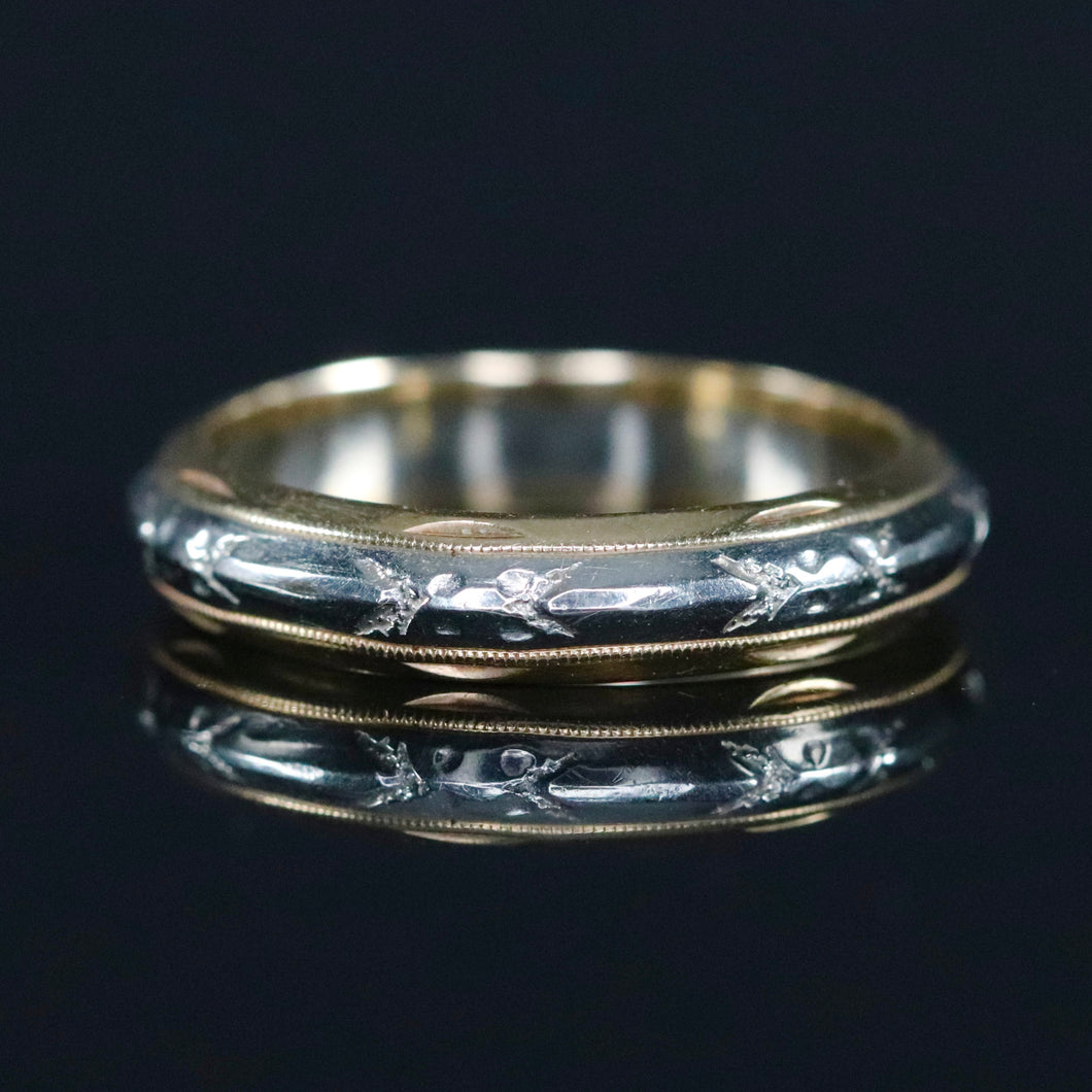 Vintage band ring in 14k yellow and white gold from Manor Jewels