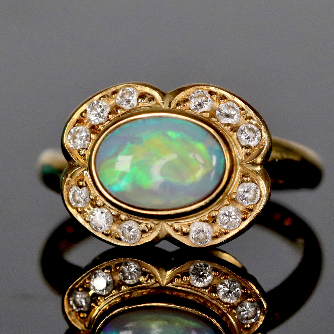 Estate opal and diamond ring in 18k yellow gold from Manor Jewels