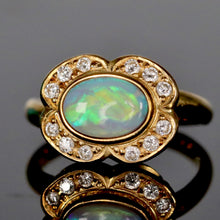 Load image into Gallery viewer, Estate opal and diamond ring in 18k yellow gold from Manor Jewels