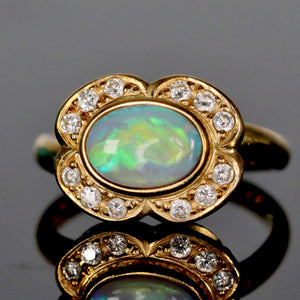 Estate opal and diamond ring in 18k yellow gold from Manor Jewels