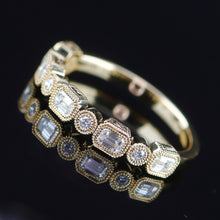 Load image into Gallery viewer, SALE!!  Emerald cut and round Diamond band in 14k yellow gold