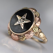 Load image into Gallery viewer, Vintage yellow gold eastern star onyx ring