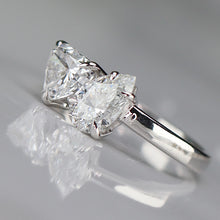 Load image into Gallery viewer, 2ctw lab grown toi et moi 2 stone diamond ring in 14k white gold