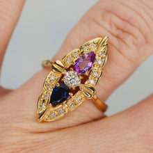 Load image into Gallery viewer, Estate multi gemstone ring in 18k yellow gold