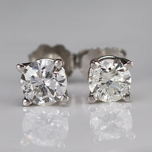 Load image into Gallery viewer, Earth mined 1.30ctw vintage diamond studs in 14k white gold