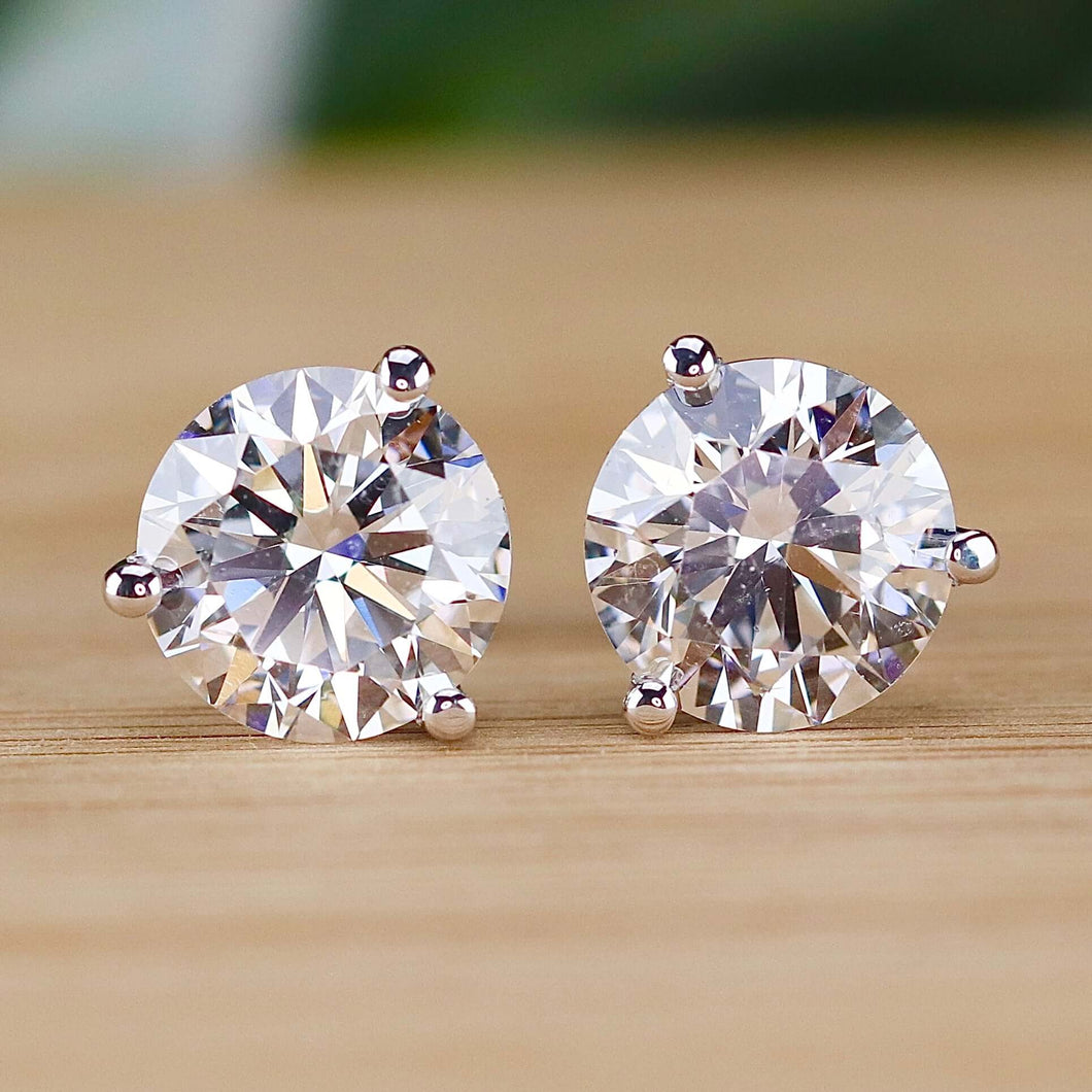 Lab grown 3ctw Diamond studs in 14k white gold