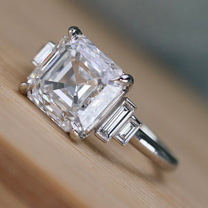 MANOR ROYAL: The Catherine - 4.40ct Asscher cut lab grown diamond ring in platinum