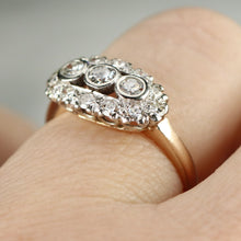 Load image into Gallery viewer, Vintage princess style single cut diamond ring in 14k yellow and white gold