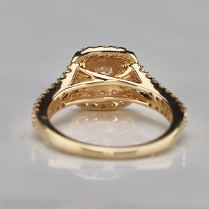 Double halo lab grown diamond ring in 14k yellow gold