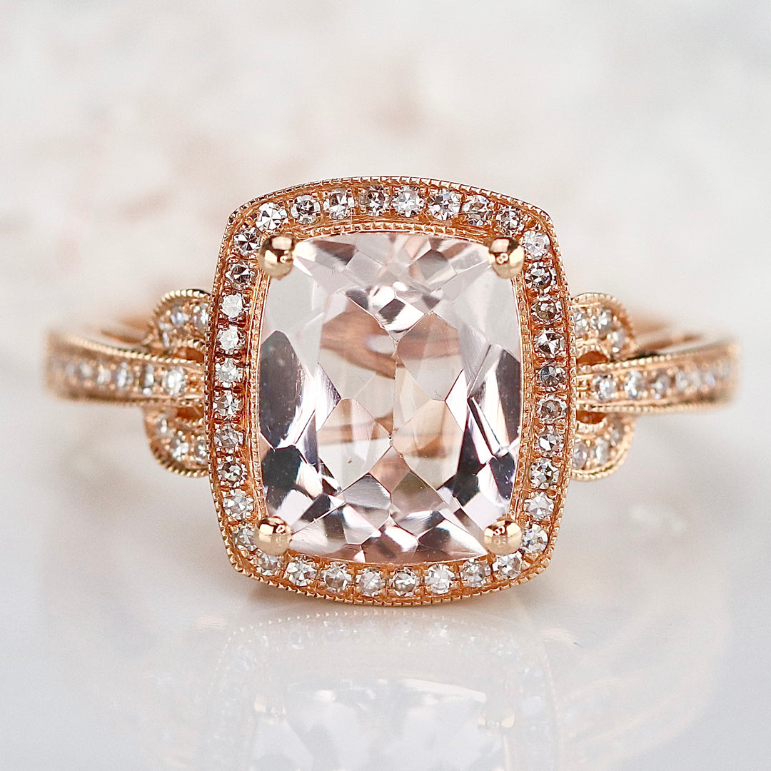 Morganite and diamond ring in 14k rose gold by Effy