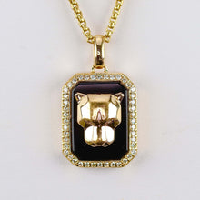 Load image into Gallery viewer, RESERVED: PAYMENT 4 OF 10: Onyx and diamond Panther necklace by Effy in 14k yellow gold