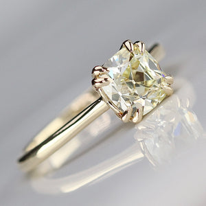 Triple Ideal AGS Antique Cushion cut 1.553ct P SI1 diamond ring in 14k