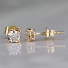 Load image into Gallery viewer, Dainty Lab grown approx .50ctw G-H/SI Diamond studs in 14k yellow gold