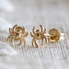 Load image into Gallery viewer, 14k yellow gold spider studs