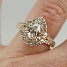 Load image into Gallery viewer, Vera Wang Designer Lab Grown pear diamond ring in 14k yellow gold