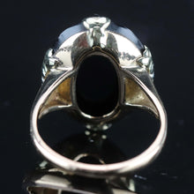 Load image into Gallery viewer, Oval vintage black onyx and diamond ring in yellow gold ring By Manor Jewels