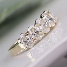 Load image into Gallery viewer, Lab grown 1.95ctw 5 stone oval diamond band ring in 14k yellow gold