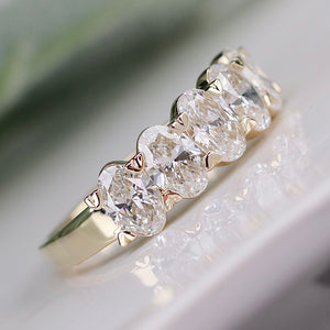 Lab grown 1.95ctw 5 stone oval diamond band ring in 14k yellow gold