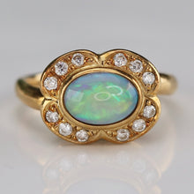 Load image into Gallery viewer, Estate Opal and diamond ring in 18k yellow gold