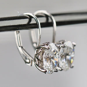 2.11ctw D/VVS2 lab grown oval diamond earrings in 14k white gold