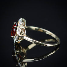 Load image into Gallery viewer, SALE!!  Garnet and diamond ring in 14k yellow gold