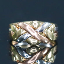 Load image into Gallery viewer, SALE! Vintage puzzle ring in tri-tone gold