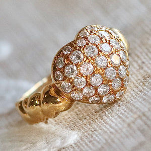 CLEARANCE - 50% OFF! Heart shaped diamond cluster ring in 18k yellow gold