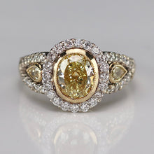 Load image into Gallery viewer, Estate 2.98ctw Natural yellow and white diamond ring in 18k white gold