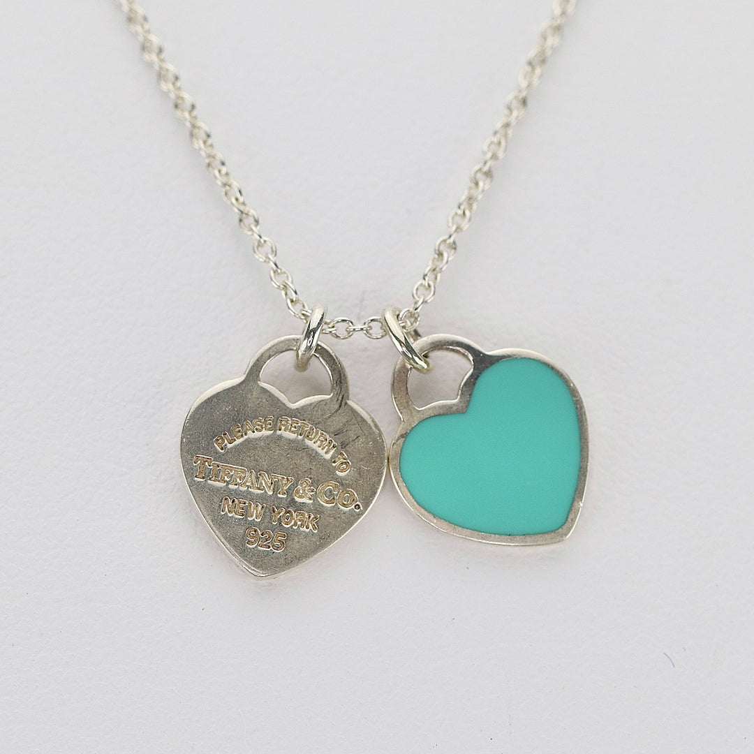 FOR CLAY: Tiffany blue enamel sterling silver heart necklace