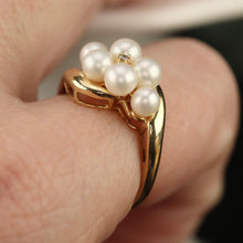 Load image into Gallery viewer, Vintage pearl and diamond ring in yellow gold