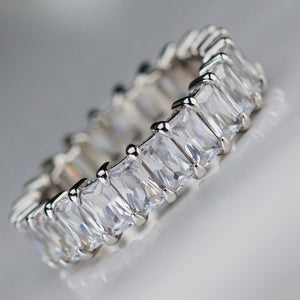 Sterling silver scissor cut CZ eternity band