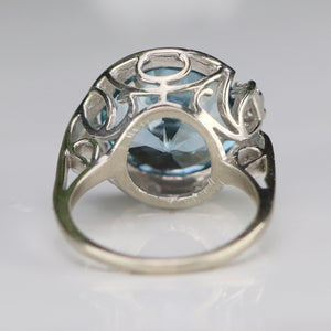 Large blue spinel in white gold ring