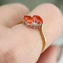 Load image into Gallery viewer, Estate fire opal and diamond ring in 18k yellow gold