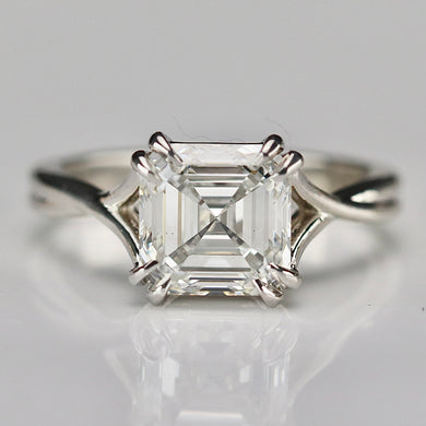 MANOR ROYAL: The Aurora - 3.14ct Asscher cut lab grown diamond ring in 14k white gold